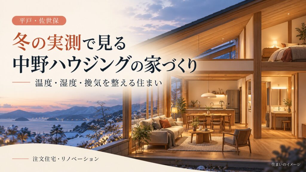 冬の実測で見る中野ハウジングの家づくり。温度・湿度・換気に配慮した住まいのイメージ。